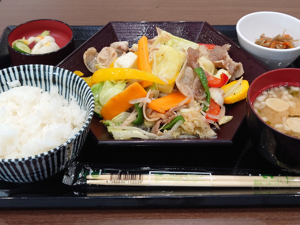 蓮田SA　豚肉と十種の彩り野菜定食
